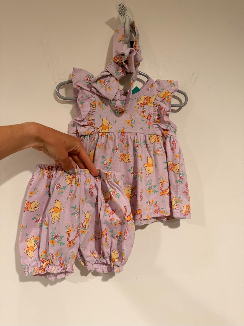 Disney Baby Lilac Winnie the Pooh Floral Romper Set with Headband